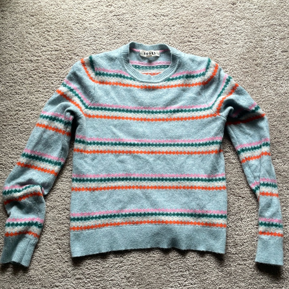 Boden edie fair island sweater blue diamond women’s wool blend size small - Picture 2 of 7